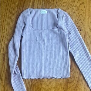 Wilfred Purple Ribbed Fitted sweater xs scalloped edging